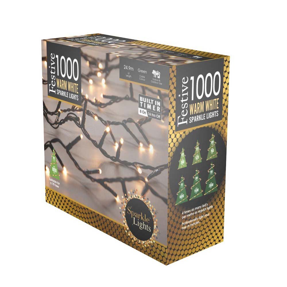 1000 SPARKLE LED LIGHTS WARM WHITE - Burkes of Rathnew