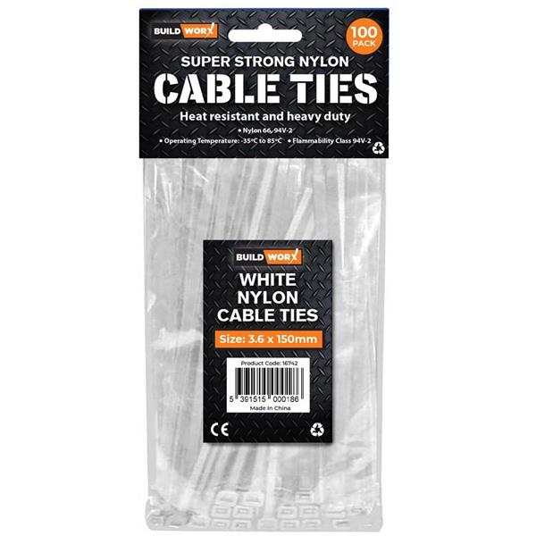 White Nylon Cable Ties 3.6 x 150mm