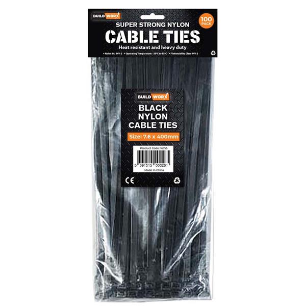 Black Nylon Cable Ties 7.6 x 400mm