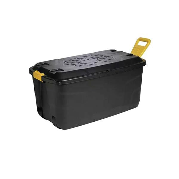 Heavy Duty Black Storage Box On Wheels 110L - burkes_Hardware