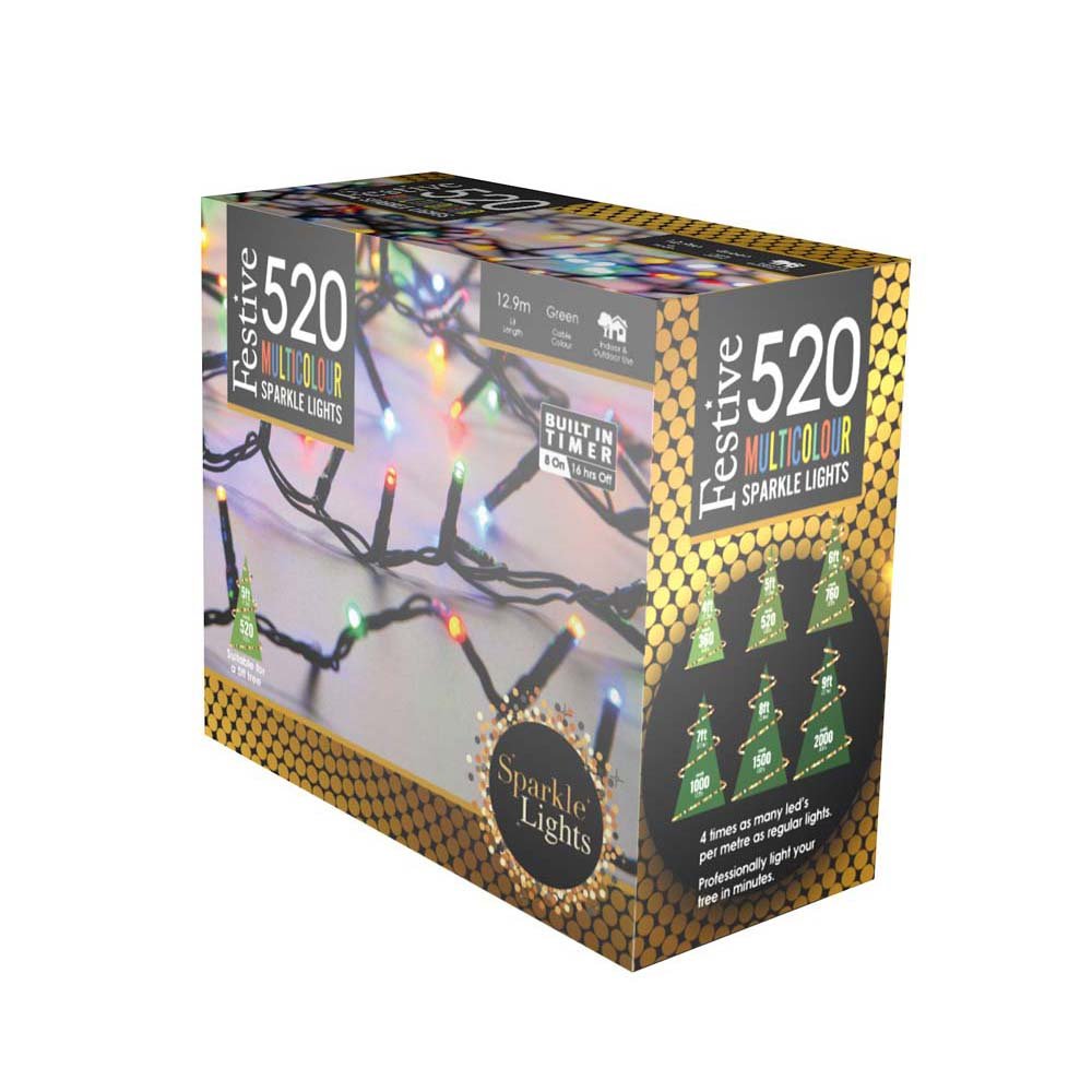 520 Sparkle LED Lights with 8 Memory Timer Function Multi-Colour