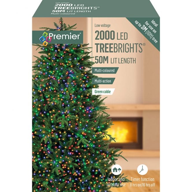 2000 LED Multi Colour Christmas Tree Lights With Timer