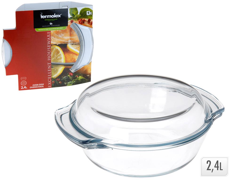 2.4LT OVEN PROOF GLASS DISH & LID - Burkes of Rathnew