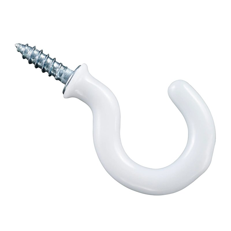 40mm White Shld Cup Hooks (X4) - Burkes of Rathnew