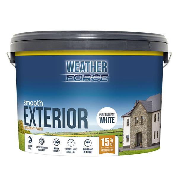 Weather Force Smooth Masonry White Paint 10L - burkes_Hardware