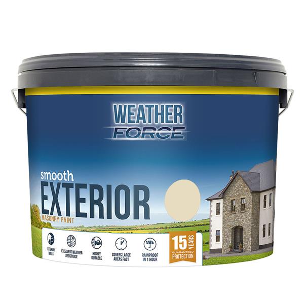 Weather Force Smooth Masonry Magnolia Paint 10L - burkes_Hardware