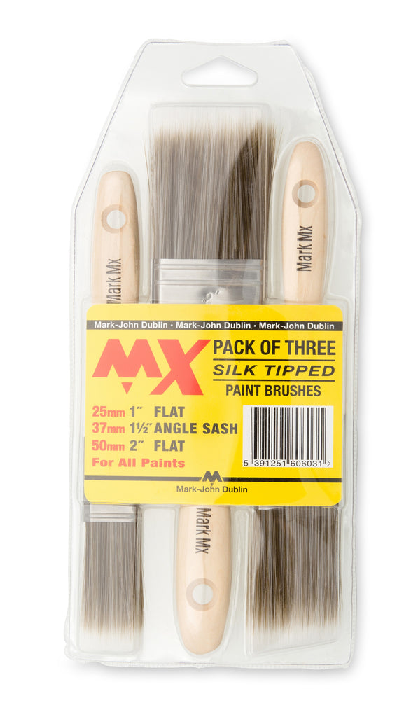 Pack of Three Silk Tipped Paint Brushes - burkes_Hardware