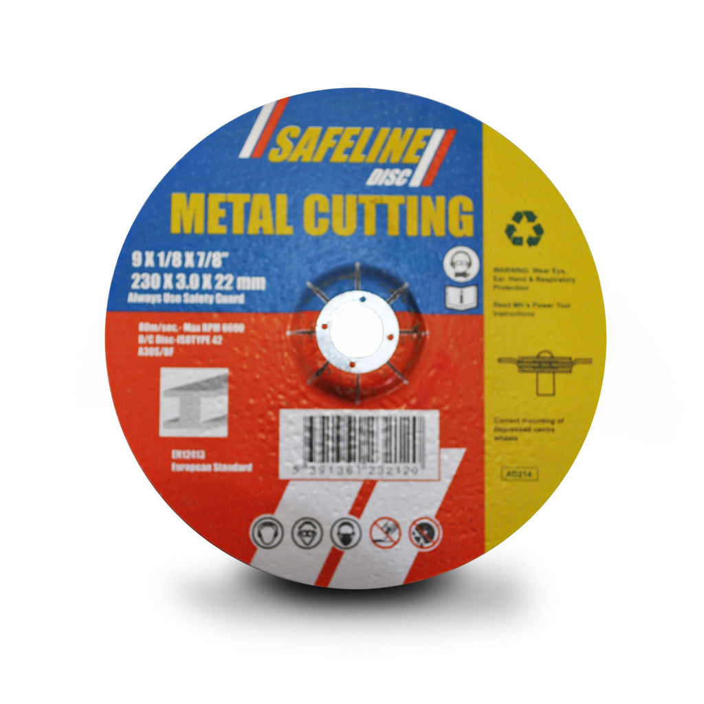 Safeline 230MM X 3.0 X 22.2 D/C Steel Cutting Discs - burkes_Hardware