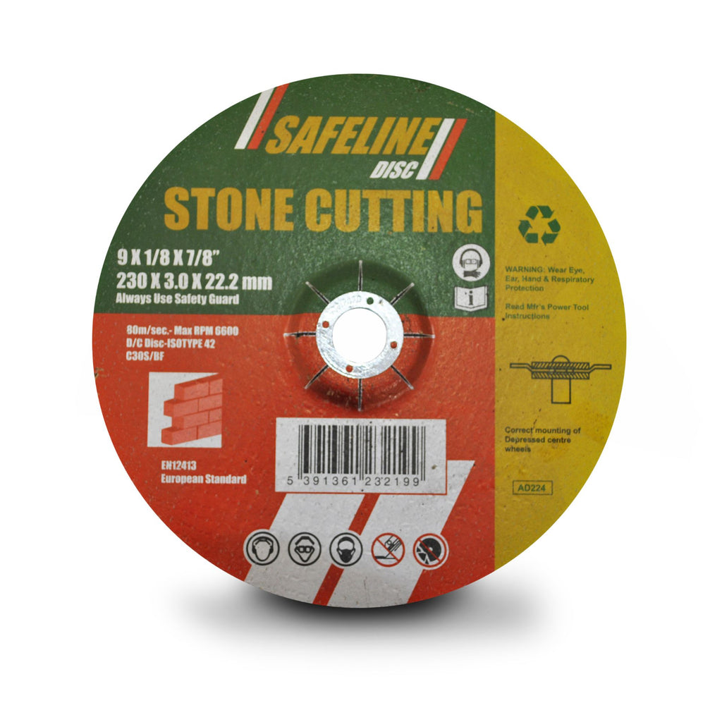 Safeline 230MM X 3.0 X 22.2 D/C Stone Cutting Disc - burkes_Hardware