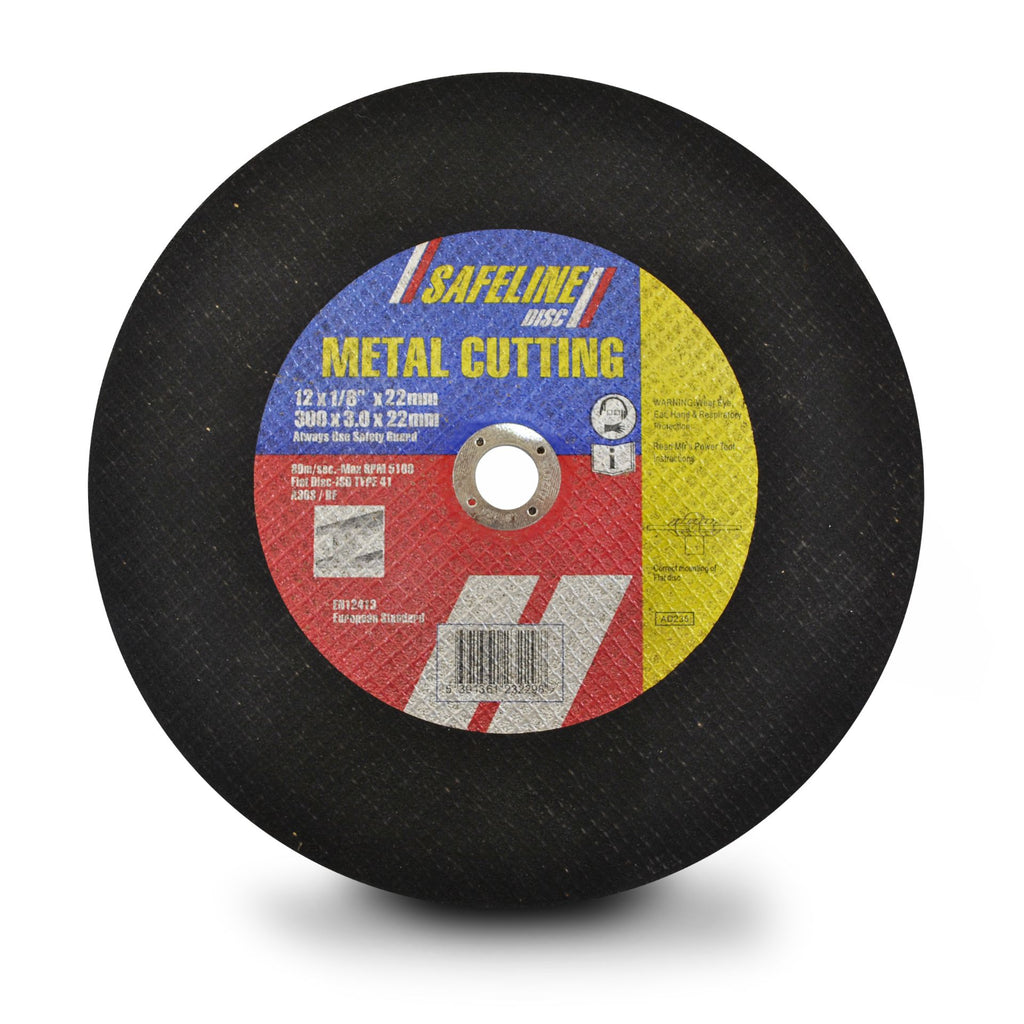 Safeline 300MM X 3.0 X 22.2 D/C Flat Steel Cutting Discs - burkes_Hardware