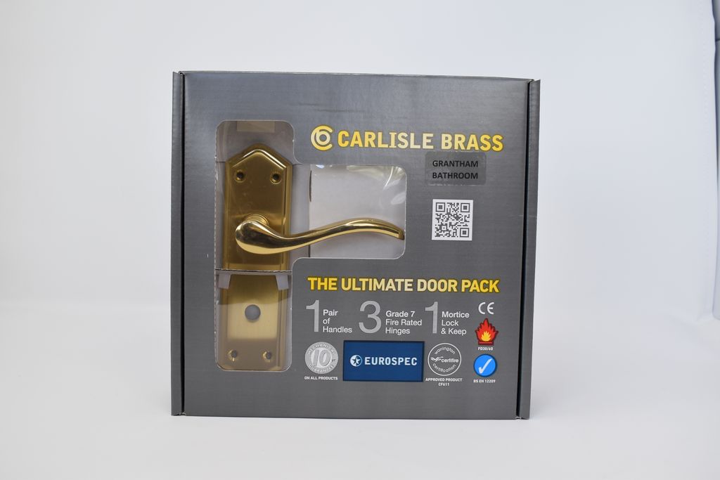 Grantham Brass Bathroom Doorpack - burkes_Hardware