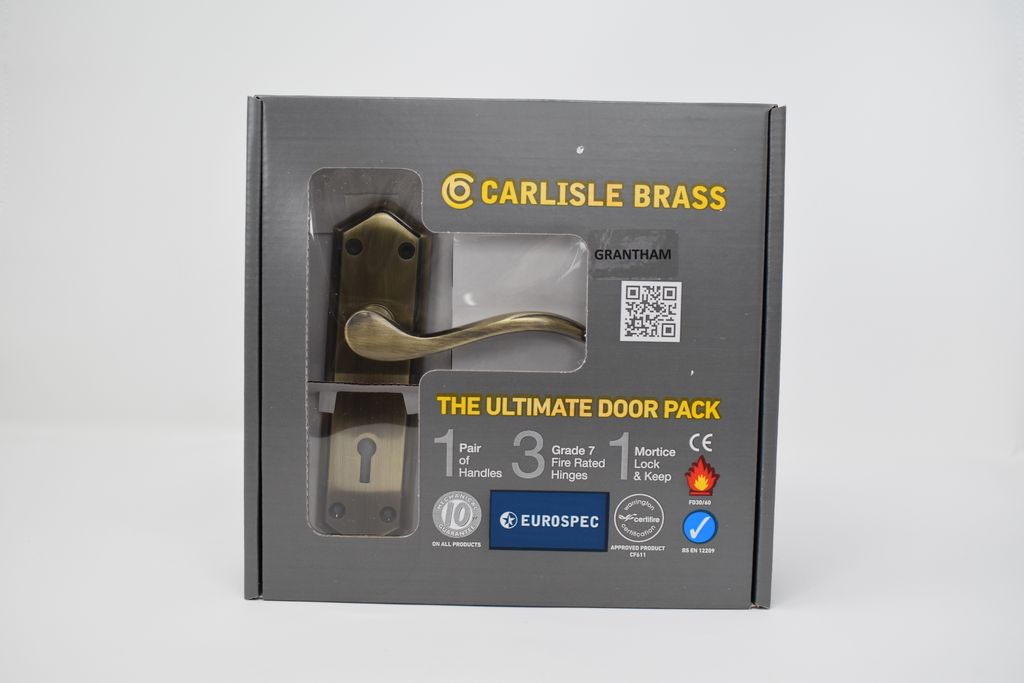 Ultimate Door Pack Grantham Lever On Plate Antique Brass Doorpack - burkes_Hardware