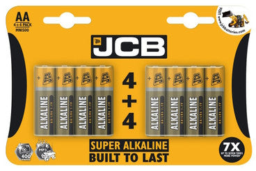 JCB AA Batteries 4 Plus 4 Pack