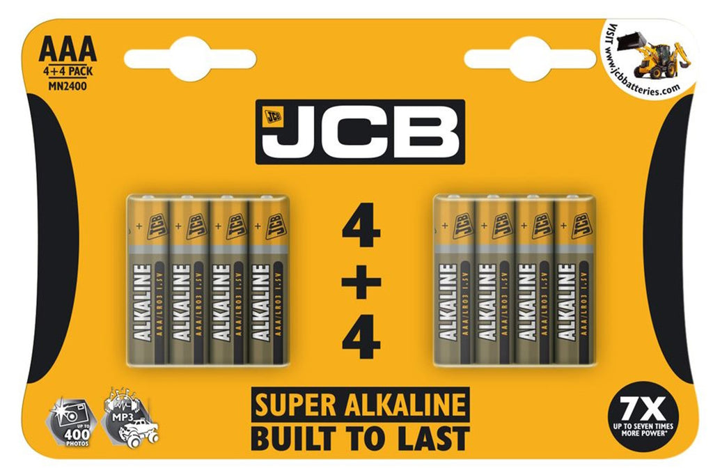 JCB AAA Batteries 4 Plus 4 Pack