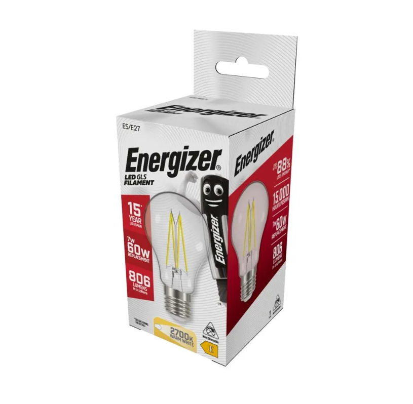 ENERGIZER 7W (60W) E27 CLEAR LED GLS 806LM - burkes_Hardware