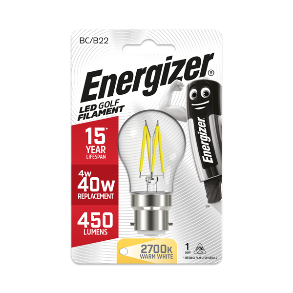 ENERGIZER 4W (39W) B22 CLEAR LED GOLF BALL 470LM - burkes_Hardware