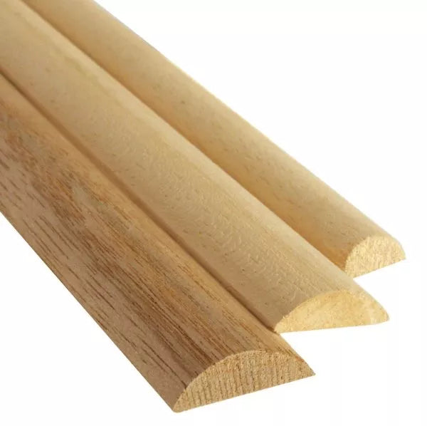 W2 18mm x 6mm Half Round Whitewood Moulding 2.4mtr