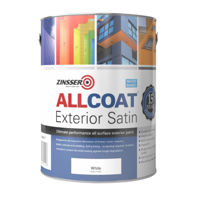 Zinsser AllCoat Exterior Water Based Satin 1L Black - burkes_Hardware