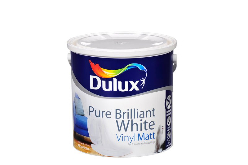 Dulux Vinyl Soft Sheen Pure Brilliant White 2.5L - Burkes of Rathnew