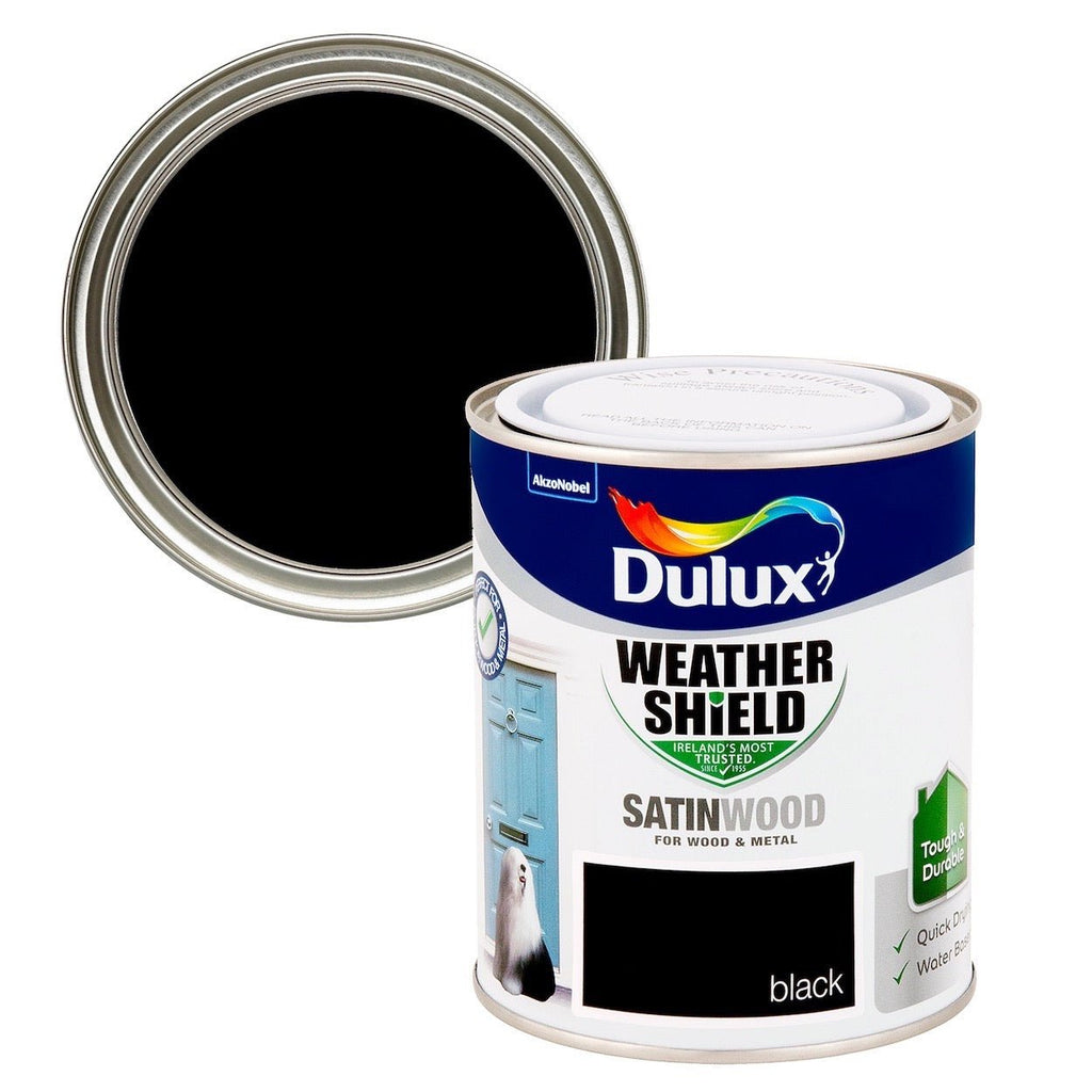 Dulux Weathershield Exterior Satin Black 750ml - Burkes of Rathnew