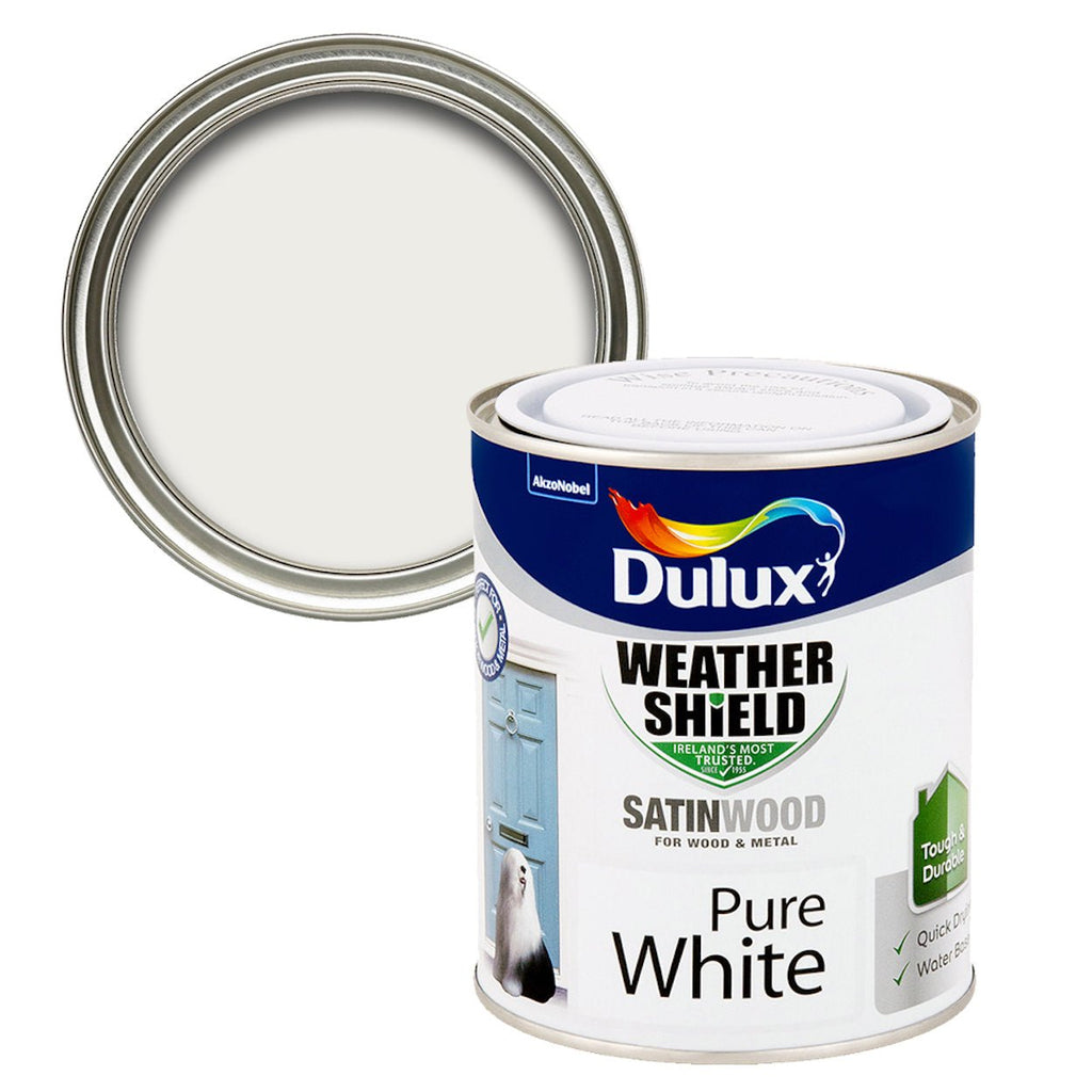 Dulux Weathershield Exterior Satin Pure White 750ml - Burkes of Rathnew