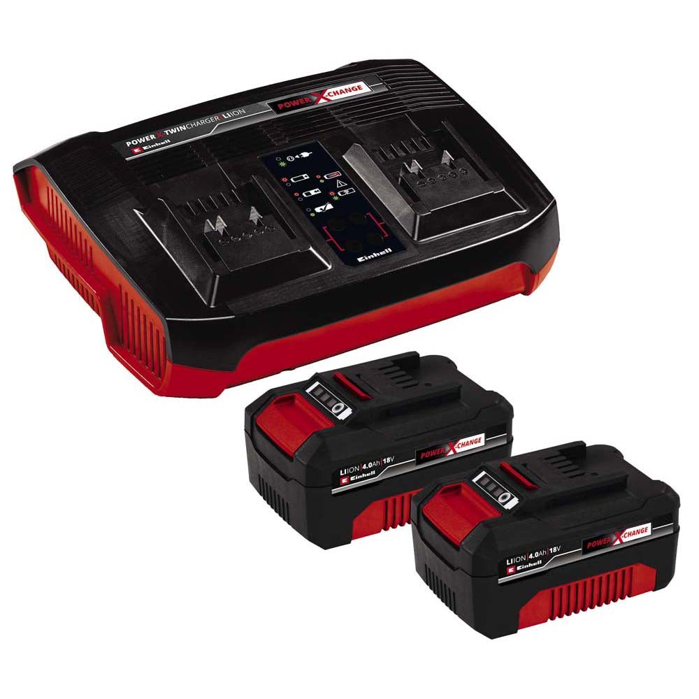 Einhell Power X - Change 2 x 18V 4Ah Batteries & Twin Charger Kit - Burkes of Rathnew