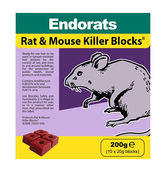 ENDORATS RAT&MOUSE KILLER BLOCKS 200G - Burkes of Rathnew