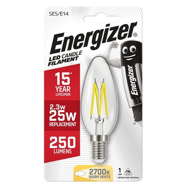 ENERGIZER 2.4W (25w) E14 CLR LED CANDLE - Burkes of Rathnew