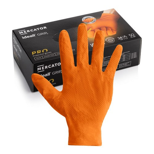 Grip Strong Nitrile Gloves Orange