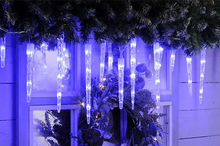 Festive 24 Colour Changing Icicle Christmas Lights White to Blue