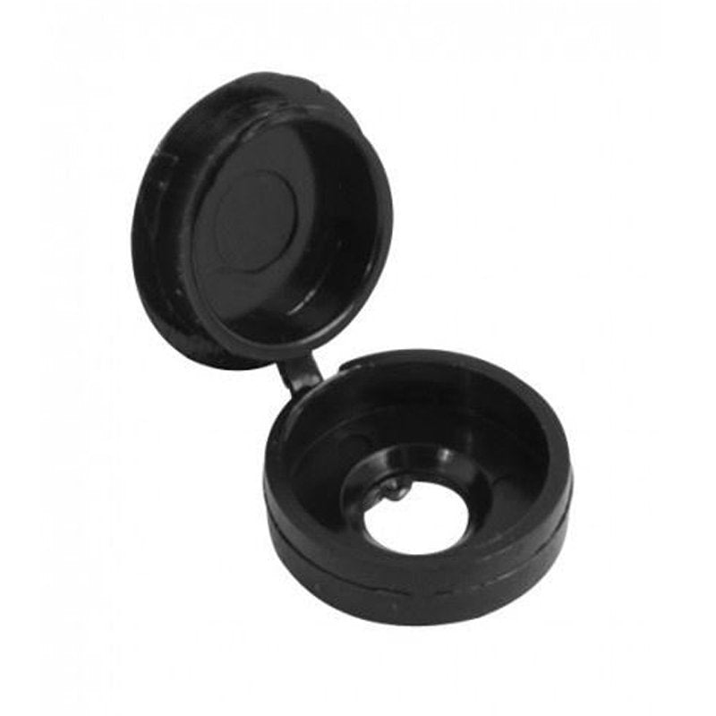 (X40) Black Hinged Screw Cover & Cap - Burkes of Rathnew