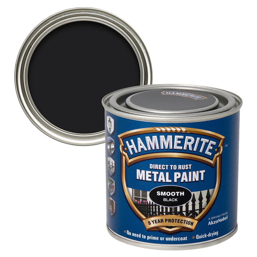 Hammerite Metal Paint Smooth Black 250ml - burkes_Hardware