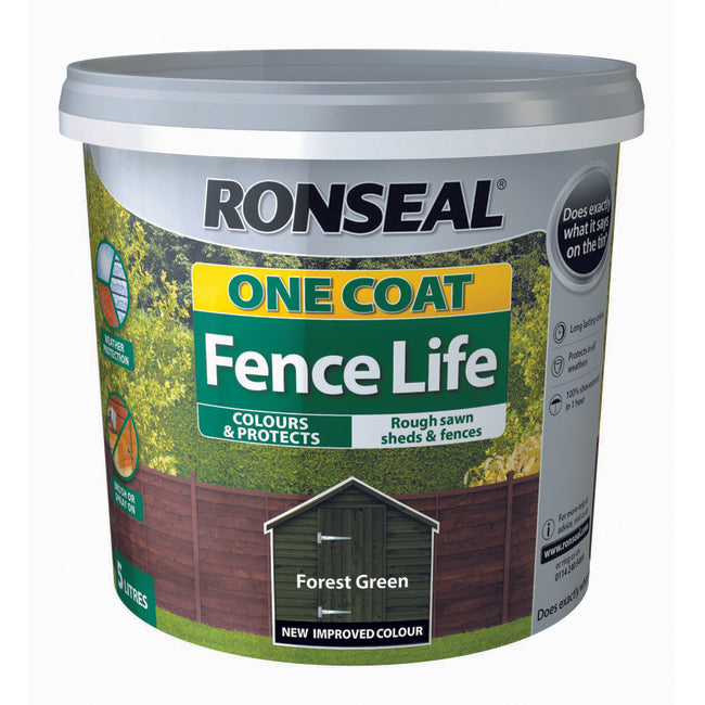 Ronseal One Coat Fence Life 5L Forest Green - burkes_Hardware