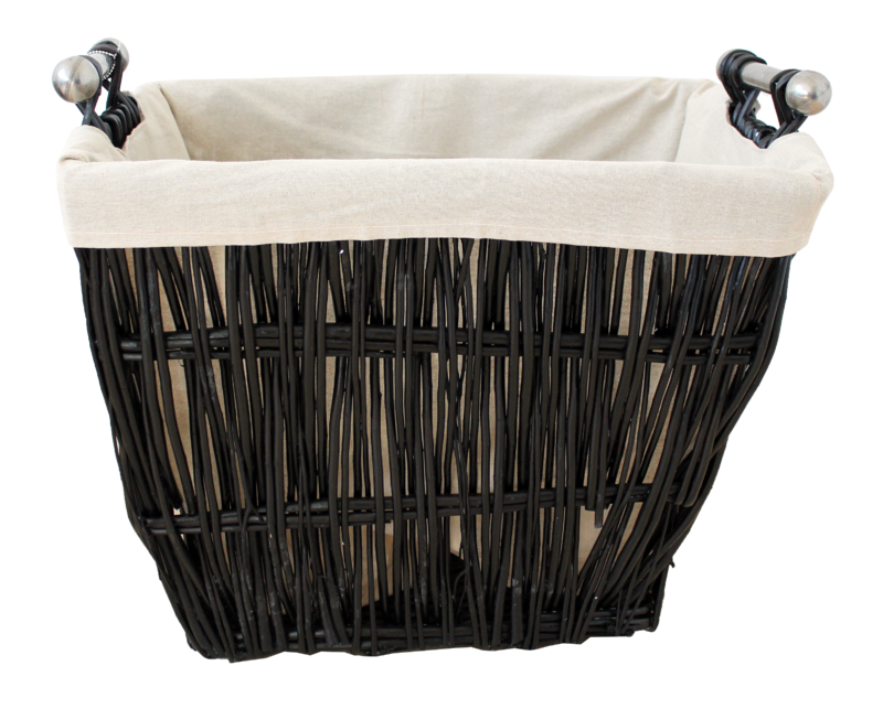 Large Black Wicker Basket With Liner - burkes_Hardware